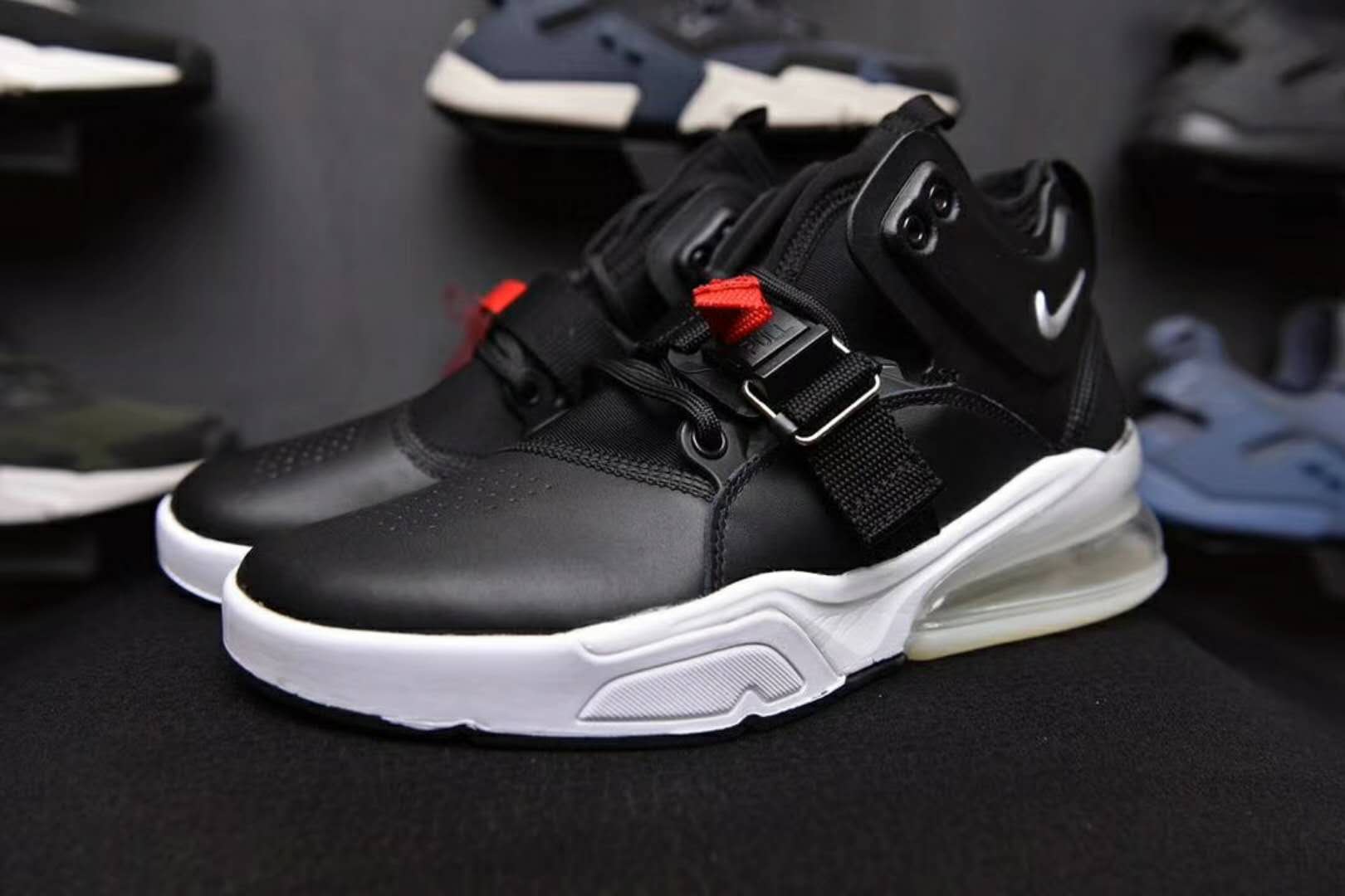 2018 Men Nike Air Force 270 Mid Green Black White Red - Click Image to Close